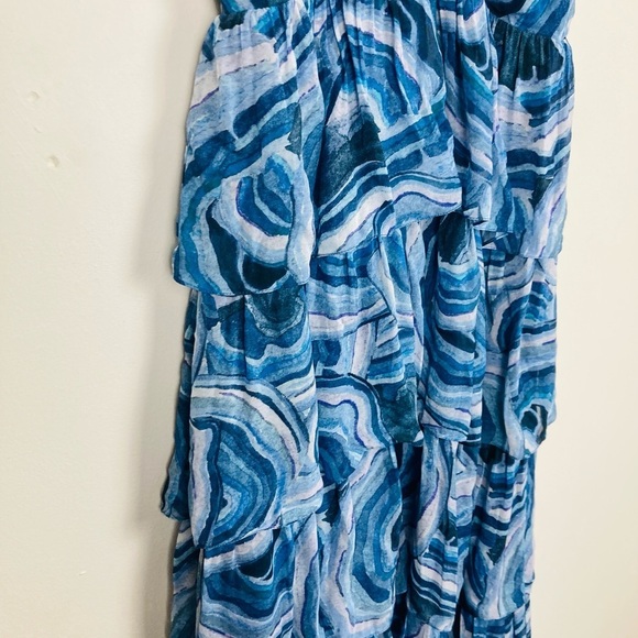Brazilian designer Horto ruffled, layered ruffle blue maxi dress. Size 40 (US 6) - Picture 4 of 9
